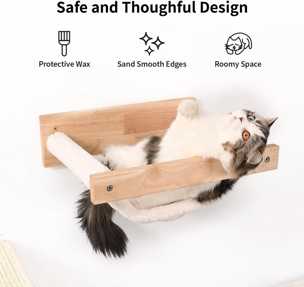 Hamac Mural Pour Chat Feline – 41 Cm, Velours, Pliable, Cadre Fer, Pour Dormir Et Jouer