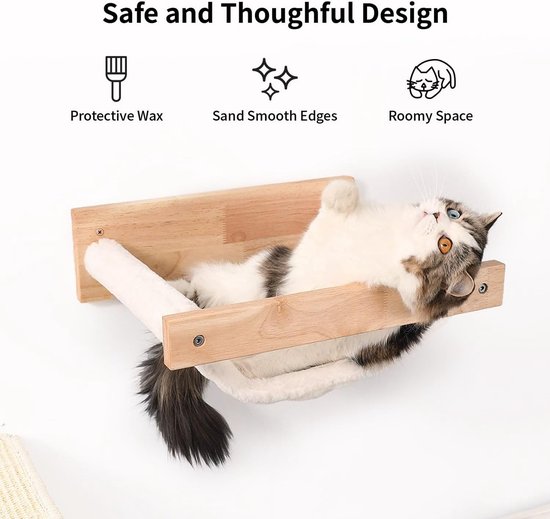 Corde à Grimper Et étagères Murales Pour Chat - 150 Cm, En Sisal Et Bois, Pour Jeu Et Repos - 2