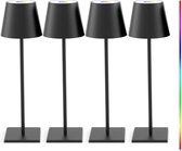 4 stuks - Oplaadbare Tafellamp - Dimbaar - Aluminium - Bureaulamp - Waterdicht - 38CM - Zwart - RGB