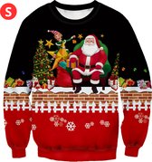 Livano Kersttrui - Heren - Foute Kersttrui - Christmas Sweater - Kerst Sweater - Christmas Jumper - Pyjama - Maat S - Kerstman En Elf