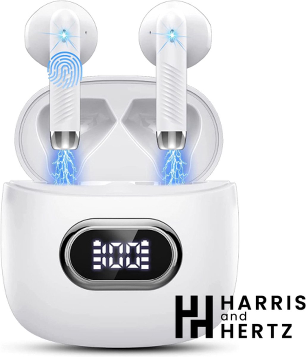 Wireless Earbuds - Draadloze Oordopjes Met Bluetooth 5.3 - USB-C - wit Harris and Hertz