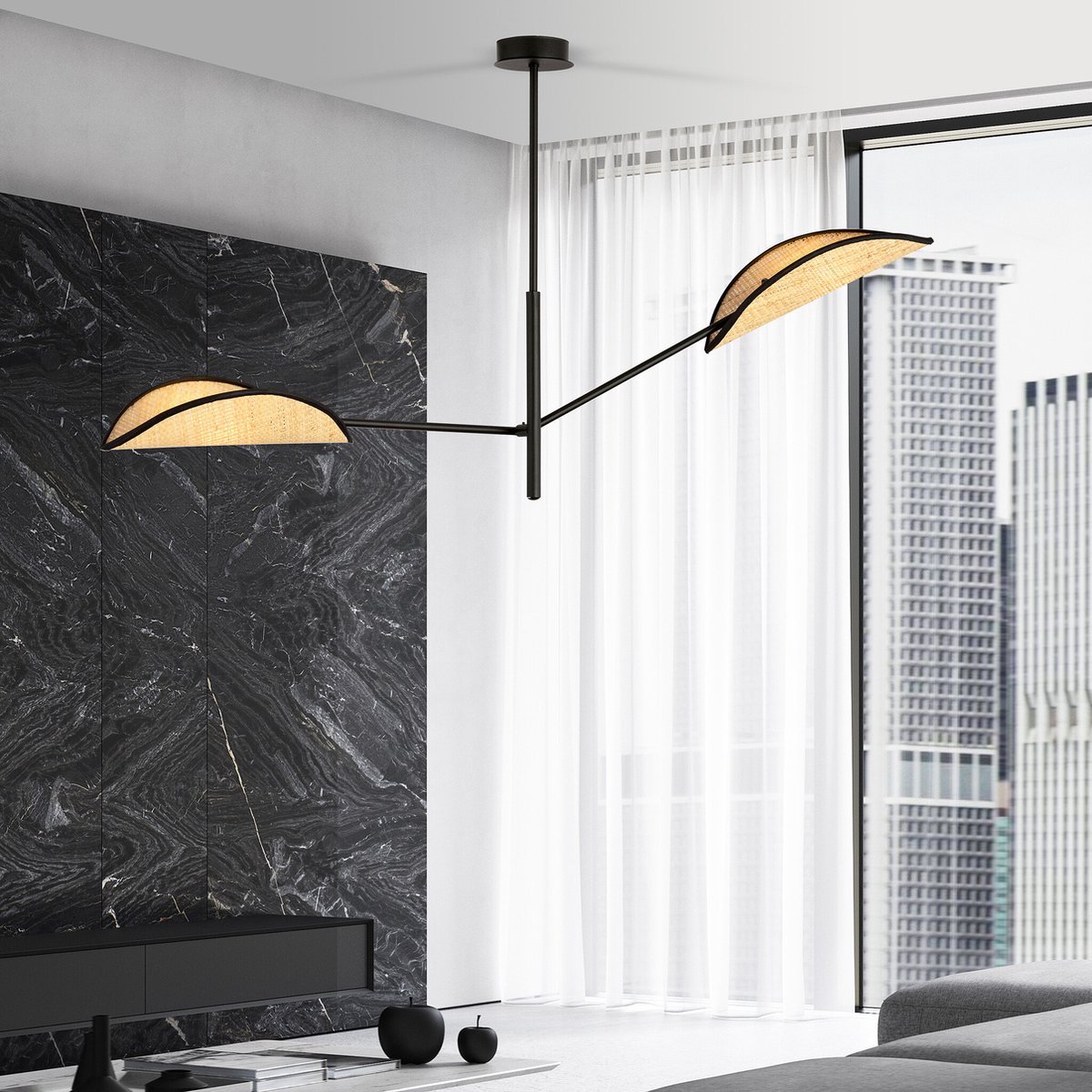 Emibig Aabenraa design hanglamp met 2 textiel vleugels E14 - Perfecte verlichting voor jouw woonkamer