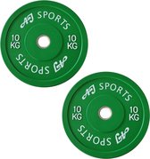 AJ- Sports Plaque de poids en caoutchouc 10kg 2 pièces - plaques de poids 50 mm - Jeu de poids - Haltères - Banc de musculation - Entraînement - Fitness - Musculation
