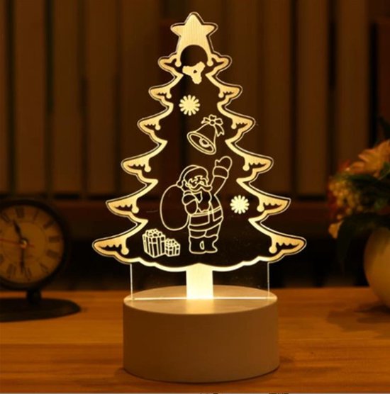 Nachtlamp – 3D LED lamp – Kerst - Kerstboom - Christmas - Kerstmis - Wit licht – bureaulamp – sfeerlamp – cadeau – sinterklaas – kerst