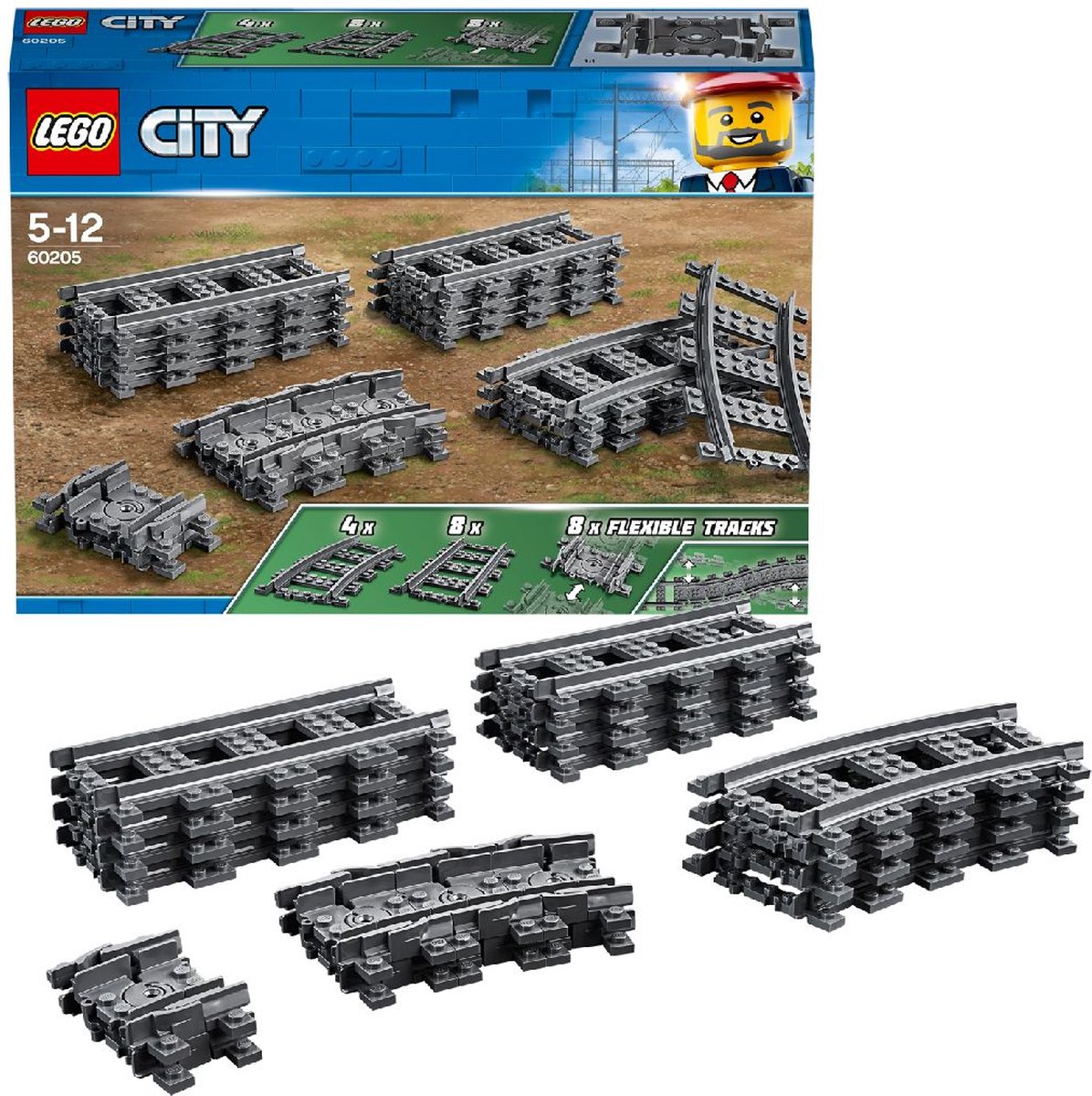 LEGO City Rechte en Gebogen Rails - 60205 | bol