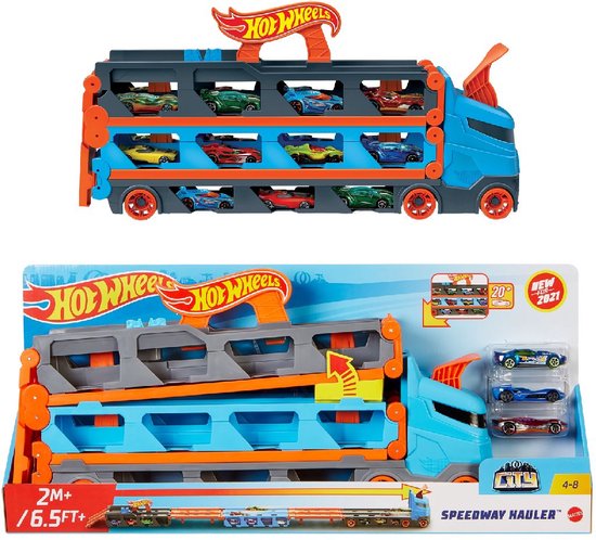 Hot Wheels City - Transportwagen voor speelgoedauto - Met 3 autos - Hot Wheels