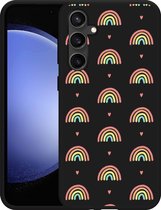 Cazy Hoesje Zwart geschikt voor Samsung Galaxy S23 FE Regenboog Patroon