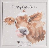 Wrendale Kerstkaartenset - 'First Taste of Snow' cow luxury boxed Christmas cards - 8 kaarten met envelop