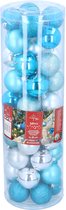 Set Gifts de Noël Boules de Noël - 50 Pièces - Argent/ Blauw - Mat - Brillant - avec Glitter