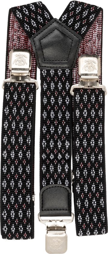 bretelles pour hommes - Bretelles - bretelles pour hommes adultes - bretelles pour hommes - bretelles pour hommes avec clip large - Zwart- Wit- Rouge
