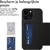 iMoshion Hoesje Met Pasjeshouder & Screenprotector Gehard Glas & 2 Pack Camera Lens Protector Geschikt voor iPhone 14 Pro - Zwart