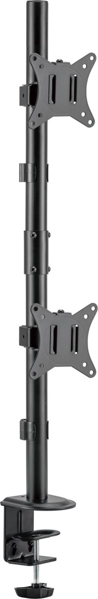 Gembird MA-D2-02 Monitor Arm - Voor 2 Schermen Verticaal - Draai en Kantelbaar - 17 t/m 32 inch - Schermen boven elkaar - Roterend - Zwart