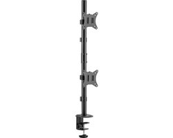 Gembird MA-D2-02 Monitor Arm – Voor 2 Schermen Verticaal – Draai en Kantelbaar – 17 t/m 32 inch – Schermen boven elkaar – Roterend – Zwart