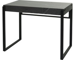 Bureau MCW-L53, bureau computer bureau werktafel, metaal 100x54cm ~ marmer look grijs