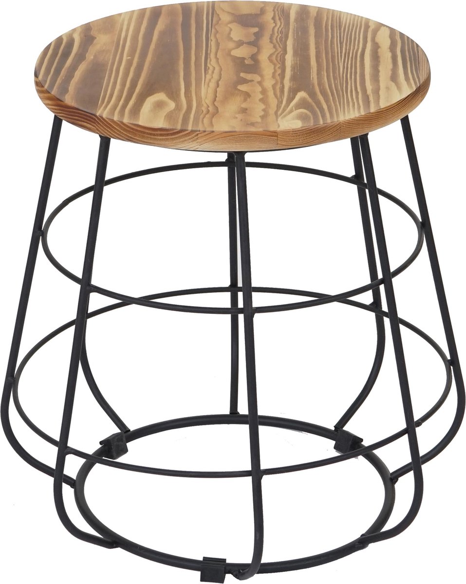 MCW Bijzettafel MCW-A80, nachtkastje salontafel, industrieel ontwerp, echt hout Ø35cm bruin