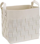 Wasmand, vilten mand, opbergmand, wit, kledingorganizer, zakken, 32 x 32 x 32 cm, opvouwbare wasverzamelaar, mand voor speelgoed, opbergmand met handvat, vilten tas voor garderobe slaapkamer