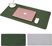 Muismat XL - Bureau Onderlegger - Muismatten - Anti Slip - 60x40 cm - Kunstleer - Donker Groen/Grijs