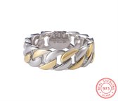 Soraro Chain Cuban Link Ring | Goudkleurig & Zilverkleurig | Ringen Mannen | 18mm | Ring Heren | Mannen Cadeau | Vaderdag | Vaderdag Cadeau