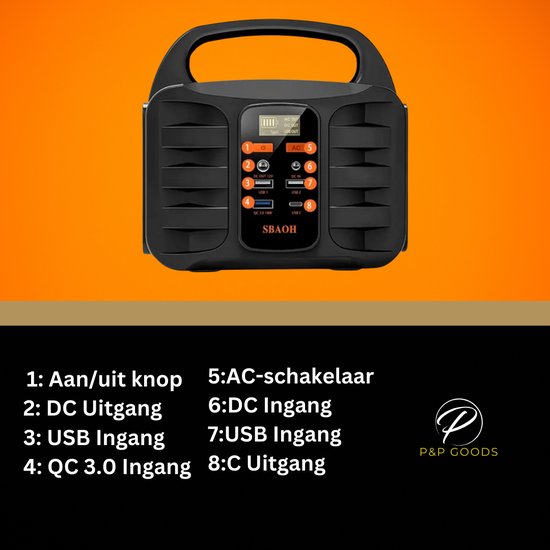 P&P Goods® Stroomgenerator - Draagbaar Powerstation - 27000 mAh - Aggregaat - Oranje - Zwart - P&P Goods