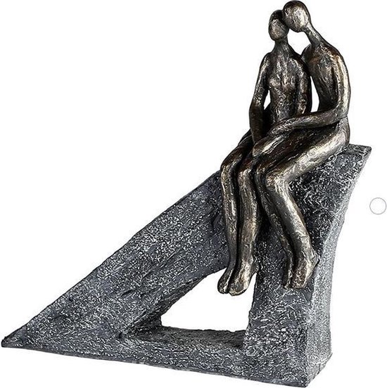 Bronzen sculptuur het moment - 9x19x27 - grijs brons kleur -polyresin