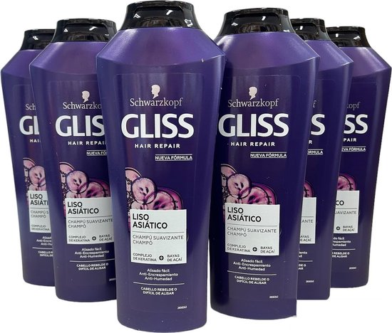 Foto: Schwarzkopf gliss hair repair asia straight smoothing shampoo voordeelverpakking 6x 370 ml