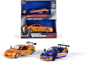 Fast and Furious modelauto's Toyota Supra + Nissan Silvia duo pack schaal 1:32