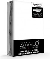 Zavelo Molton Topper Hoeslaken - 180x210 cm - 100% Katoen - 10cm Hoekhoogte - Wasbaar tot 60 graden - Rondom Elastisch - Matrasbeschermer