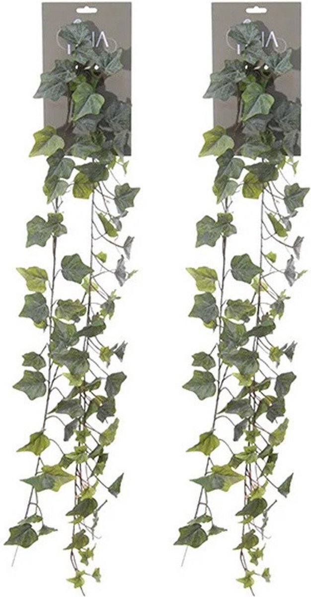 Louis Maes kunstplant blaadjes slinger Klimop/hedera - 2x - groen - 180 cm - Klimplanten