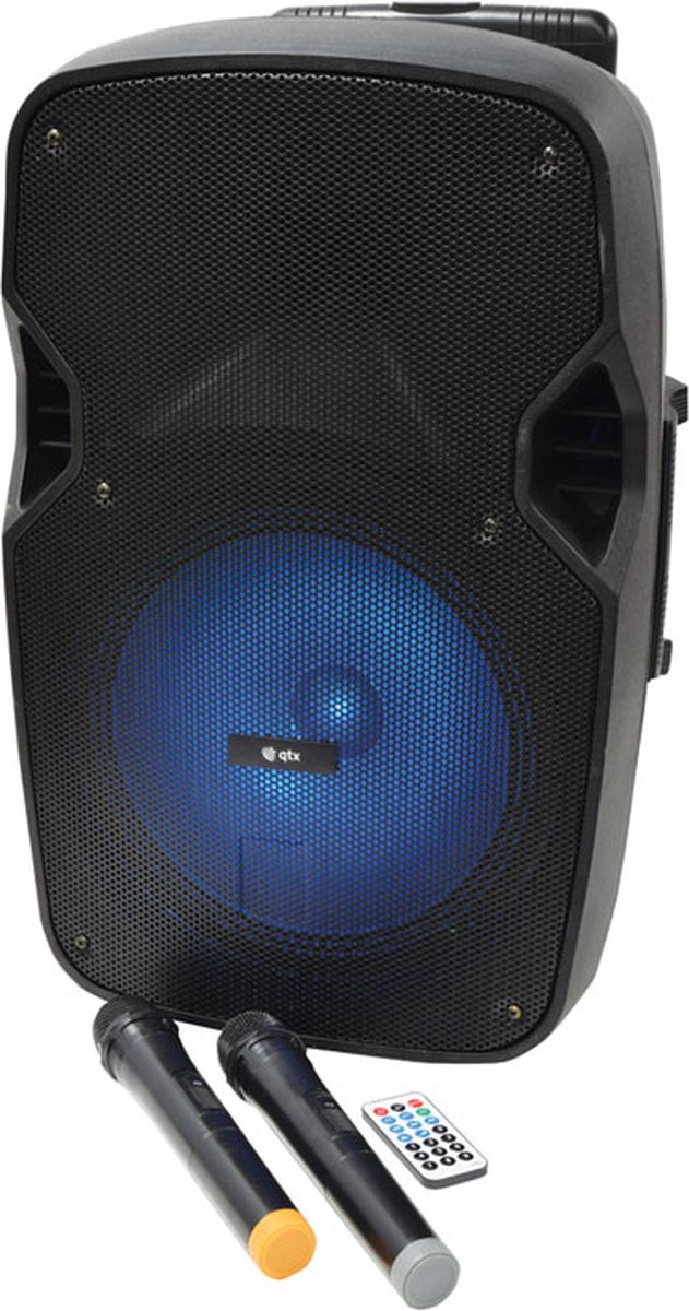 QTX PAL15 mobiele bluetooth luidspreker met 2 draadloze microfoons