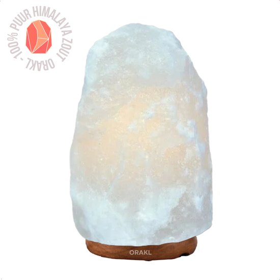 Orakl® - Dimbare Himalaya Zoutlamp Bliss – 2-4 KG – Met Dimmer - 100% Himalayazout - Zoutlamp Wit - Zoutlamp Himalayazout – Zoutlamp Nachtlampje – Zoutlampen - Zoutsteen – Incl. Houten Standaard