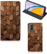 Book Wallet Case geschikt voor OnePlus Nord 2 5G Wooden Cubes