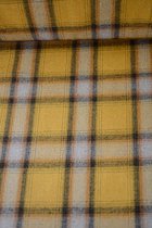 Geruite geweven stof geel polyester en katoen flanel 1 meter - modestoffen voor naaien - stoffen