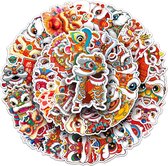 Chinese Festival Sticker set - 50 stuks - Draken, Lantaarns & Leeuwendans - Aziatisch/Oosterse laptopstickers