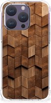 Stevig Telefoonhoesje geschikt voor iPhone 15 Pro Wooden Cubes