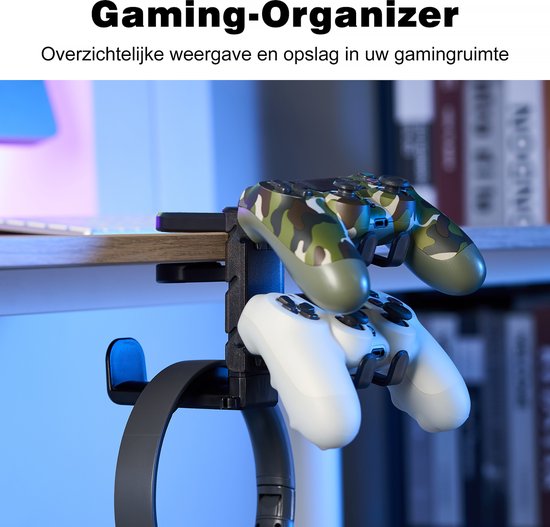 Headset Houder - 3-in-1 Gaming Organizer - Controller Stand voor PS5, PS4 en XBox Controller - Gemakkelijk te Installeren - Zwart - Merkloos