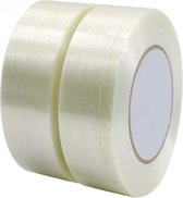 Filament tape - 2 rollen - 50 mm x 20 m - Tape - Plakband - Verpakking - Wit