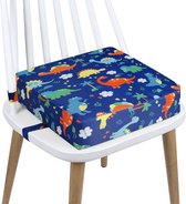Zeildoek, autostoel, wasbaar, 2 riemen, veiligheidsgesp, zitverhoging voor kinderen, voor eettafel, draagbare boosterstoelen (blauwe dinosaurus)
