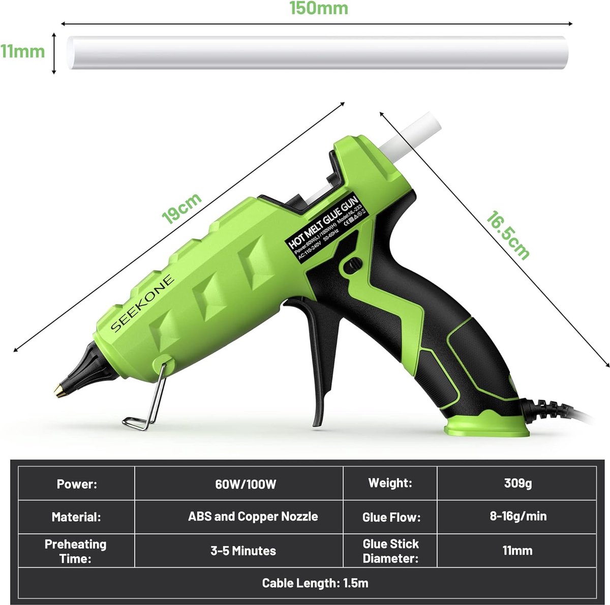 Lijmpistool, 110 W, industrieel lijmpistool, snelle verwarming, professioneel instelbare constante temperatuur, verwarming, heet lijmpistool, handwerk, reparatiegereedschap voor doe-het-zelf handwerk