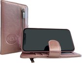 Apple iPhone 7/8 - Etui portefeuille zippé en cuir Gold rose - Etui portefeuille en cuir Intérieur couleur TPU - Etui livre - Flip Cover - Boek - Etui de protection 360º