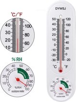 Thermometer En Hygrometer In 1 I Binnen/Buiten Thermometer I Luchtvochtigheidsmeter I Kunststof I Celcius & Fahrenheit I Incl. Ophanghaak I 19.5 cm I Wit