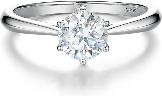 Ella - Bague de fiançailles solitaire moissanite en or blanc 18 carats - 1 carat