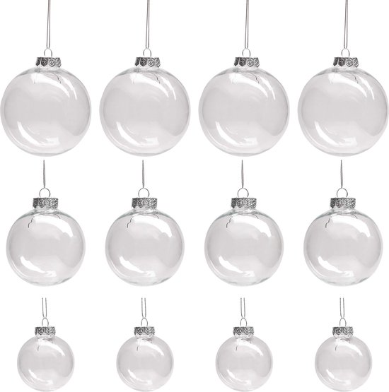 18 Boules De Noël Transparentes à Remplir - Déco Sapin Personnalisable - 6 Cm - Plastique Transparent