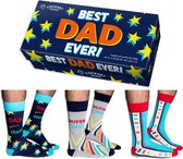 Heren sokken Best Dad Ever! - set van 3 Paar in geschenkdoos - maat 39 tot 46 - Papa sokken