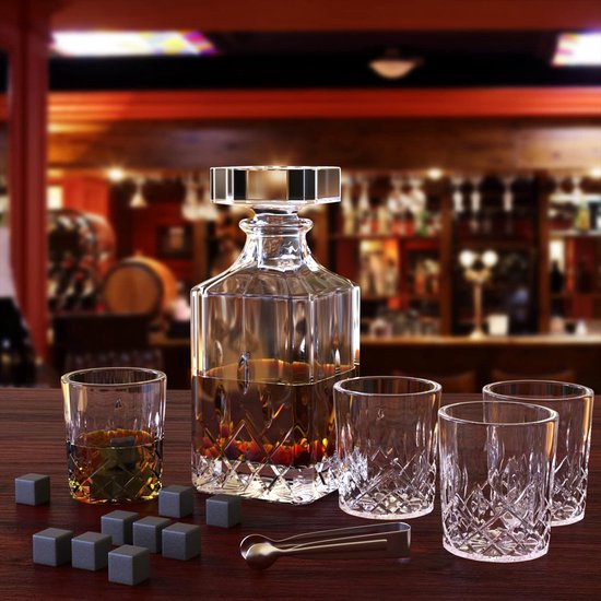 Cieex Whiskey karaf set whiskykaraf set 750 ml whiskykaraf met 4 x 20