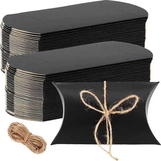 5 stuks Luxe cadeau doos met inpak touw - Zwart - Feestelijk opvouwbaar geschenkdoosje - Bruiloft- Verjaardag - Luxe cadeau doos - Kado Doos - 9x6.5x2.5cm