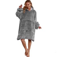 Cuddle Hoodie - Plaid met mouwen - Fleece Deken - Hoodie deken - Hoodie - Grijs