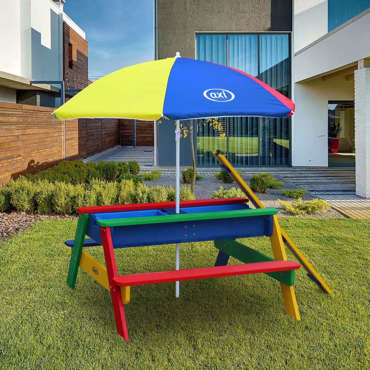 AXI Nick Zand & Water Picknicktafel in Regenboog kleuren - Verstelbare Parasol - FSC hout - Picknick tafel voor kinderen van hout — afbeelding 16