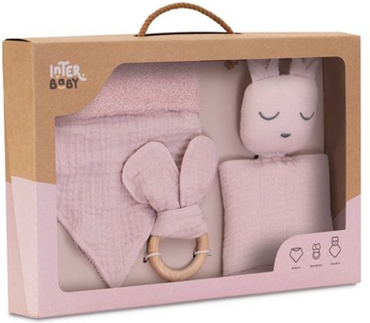 Goedkoopste baby cadeauset - geschenk pakket - baby pakket - doudou - zeverslab - bijtring - baby cadeau