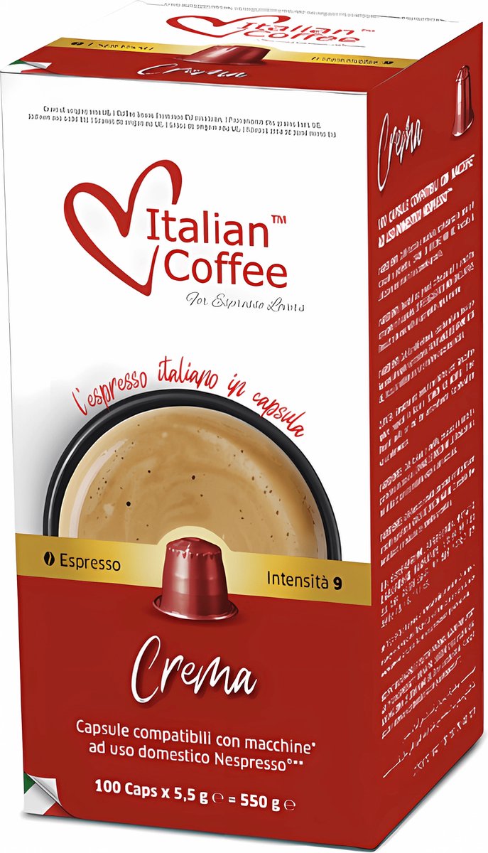 PROMO PACK 100x Koffiecups - Italian Coffee Espresso Crema - Nespresso® compatible