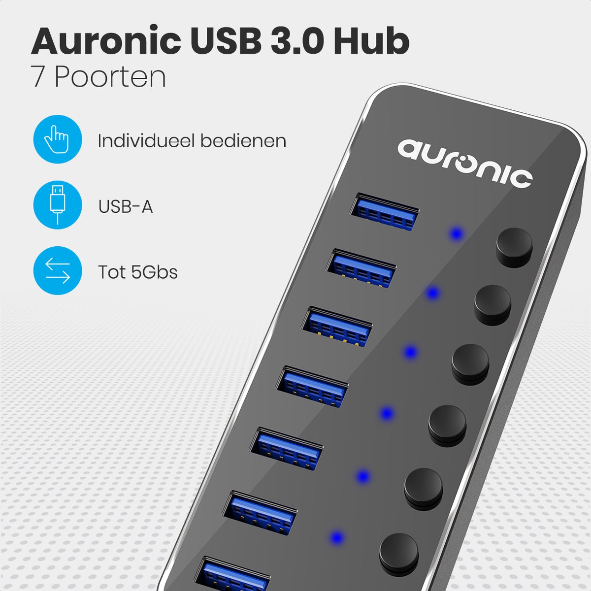 KALEA-INFORMATIQUE USB 3.0 Hub 7 Poorten Met 3A Voeding - Oplaadstation En Rackmountable